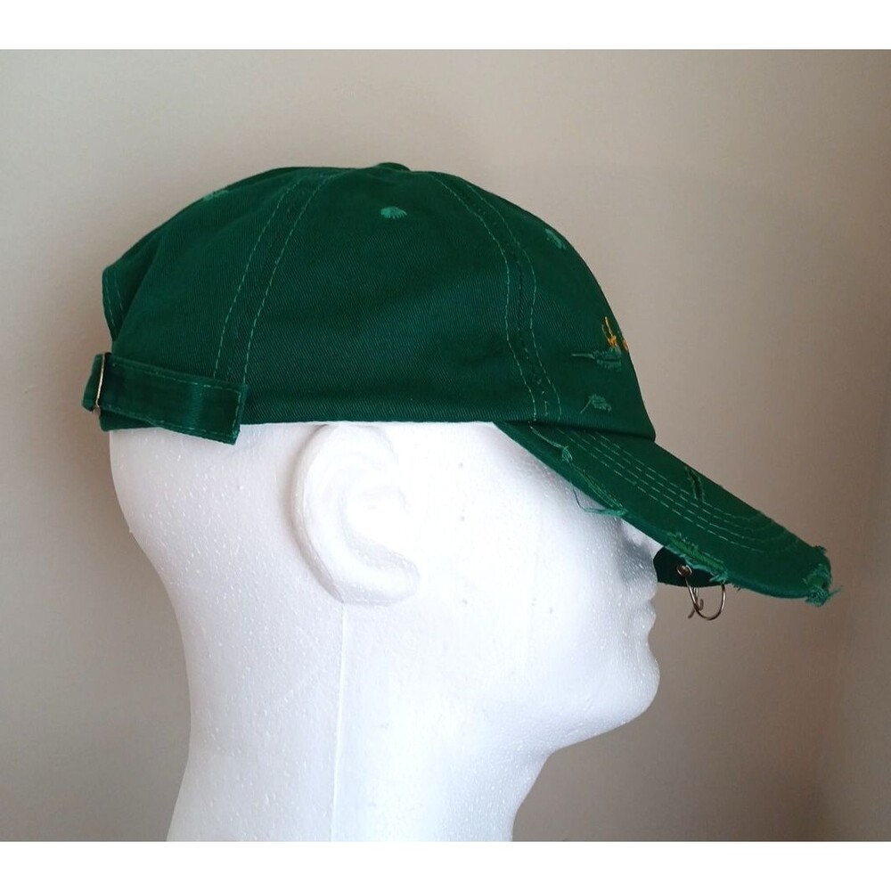 Men's Iron Ring "Art Is For Everybody" Distressed Cap Adjustable Y2K Green - Picture 7 of 9